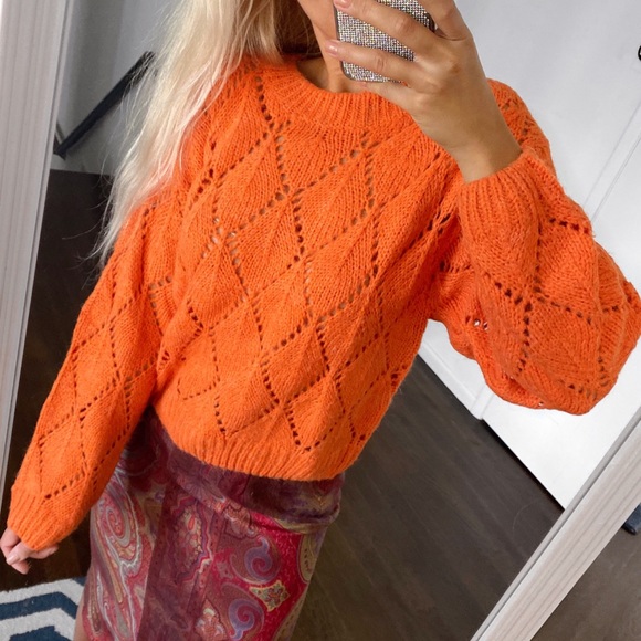 Moon River Sweaters - 🍁 MOON RIVER ORANGE PERFORATED LOOSE KNIT JUMPER!
